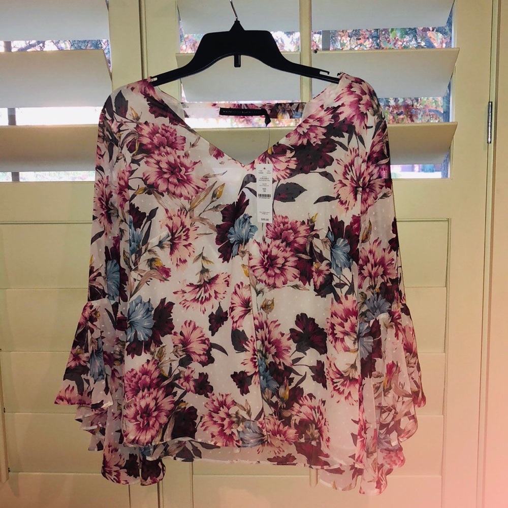 White House Black Market Floral Blouse, Size 10